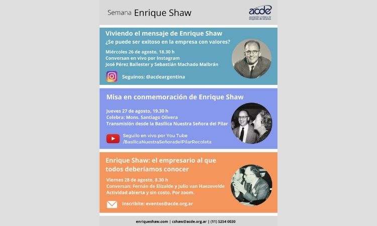 ACDE organiza actividades en homenaje a Enrique Shaw ACDE organiza actividades en homenaje a Enrique Shaw