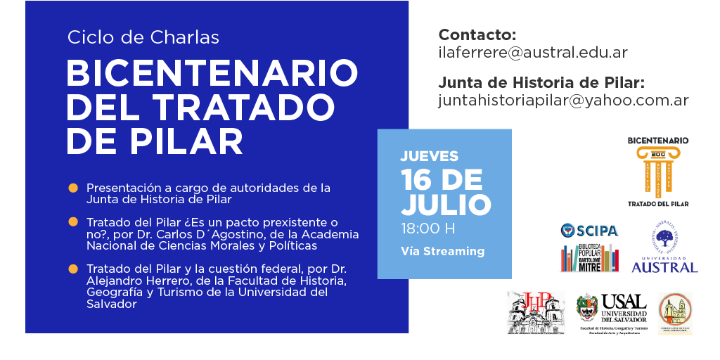 Con actividades virtuales, celebran el bicentenario del Tratado del Pilar