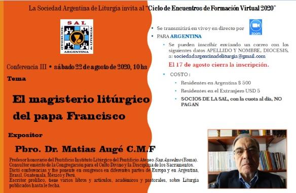 Conferencia: "El magisterio litúrgico del papa Francisco" Conferencia: "El magisterio litúrgico del papa Francisco"
