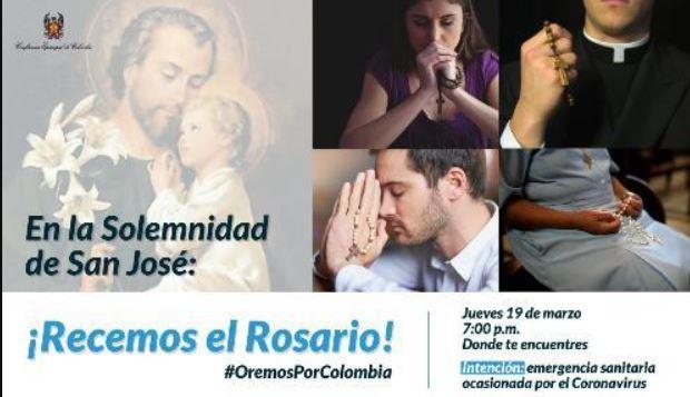Coronavirus: Colombia implorará el auxilio de la Virgen y de San José con un Rosario Nacional Coronavirus: Colombia implorará el auxilio de la Virgen y de San José con un Rosario Nacional