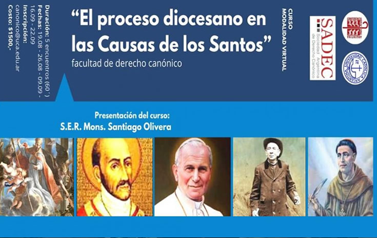 Dictarán un curso virtual sobre "El proceso diocesano en las Causas de los Santos" Dictarán un curso virtual sobre "El proceso diocesano en las Causas de los Santos"