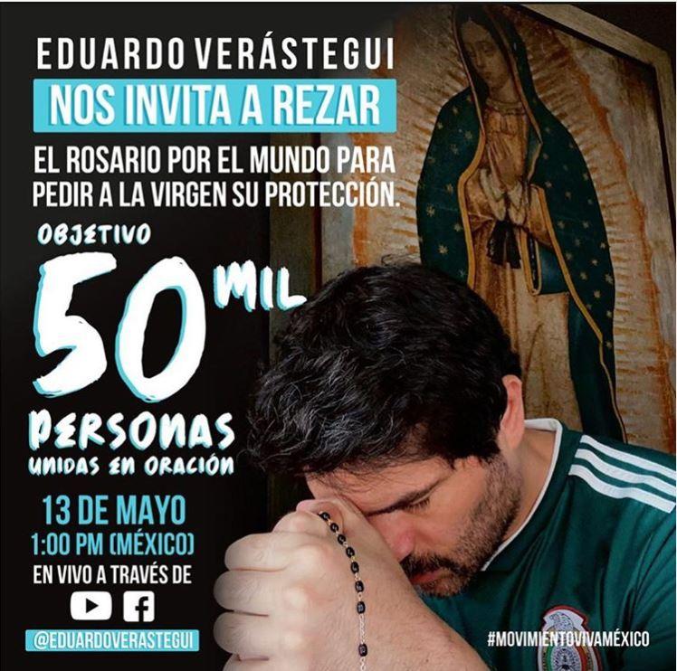 El actor Eduardo Verástegui convoca a llenar "un estadio" rezando el rosario el 13 de mayo El actor Eduardo Verástegui convoca a llenar "un estadio" rezando el rosario el 13 de mayo