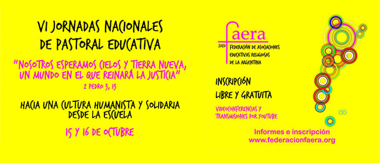 Faera: VI Jornadas Nacionales de Pastoral Educativa, virtuales