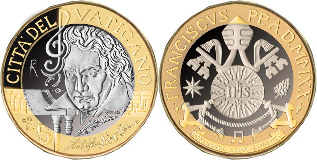 Las monedas conmemorativas del Vaticano honrarán a Ludwig van Beethoven