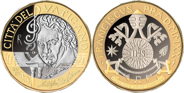 Las monedas conmemorativas del Vaticano honrarán a Ludwig van Beethoven Las monedas conmemorativas del Vaticano honrarán a Ludwig van Beethoven