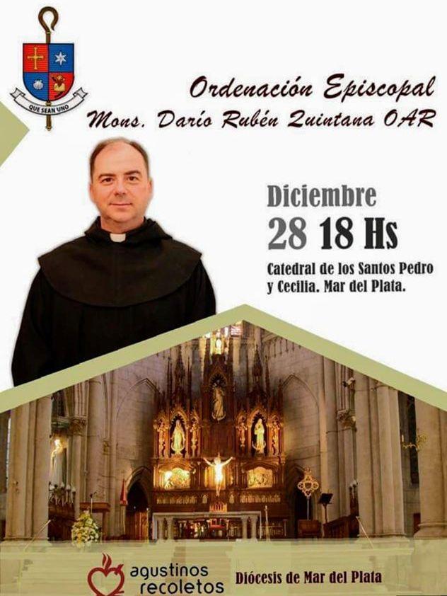 Mons. Quintana será consagrado obispo el 28 de diciembre