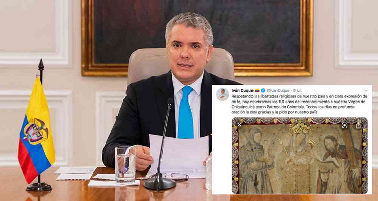 Ordenan al presidente colombiano que retire un tuit donde menciona a la Virgen