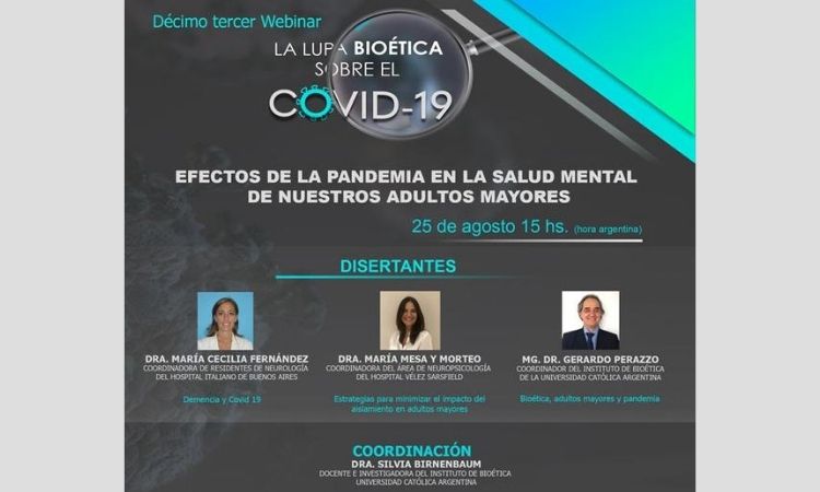 Se realizará el 13° seminario web del ciclo "La lupa bioética sobre el COVID-19"