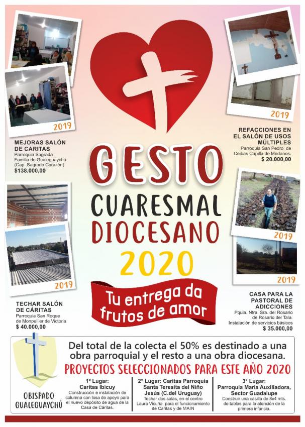 "Tu entrega da frutos de amor": Gualeguaychú realiza el Gesto Cuaresmal 2020