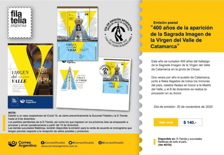 Una estampilla para conmemorar a la Virgen del Valle Una estampilla para conmemorar a la Virgen del Valle