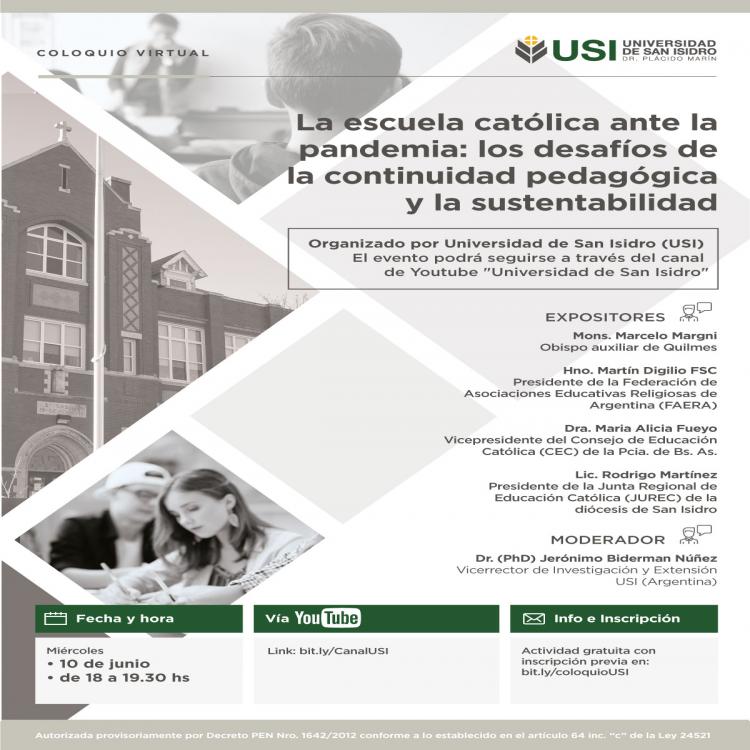 USI: Coloquio virtual sobre "La escuela católica ante la pandemia USI: Coloquio virtual sobre "La escuela católica ante la pandemia