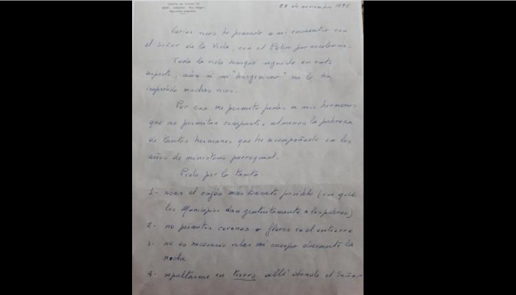 "Compartir la pobreza", el deseo de Mons. Melani en su testamento "Compartir la pobreza", el deseo de Mons. Melani en su testamento