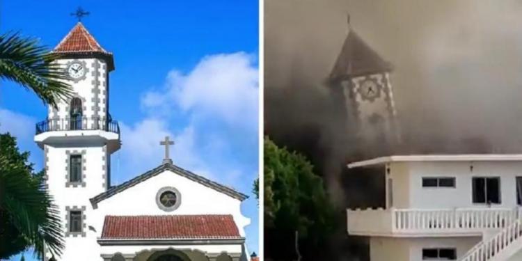 El obispo de Tenerife lamenta el derrumbe de la iglesia de Todoque El obispo de Tenerife lamenta el derrumbe de la iglesia de Todoque