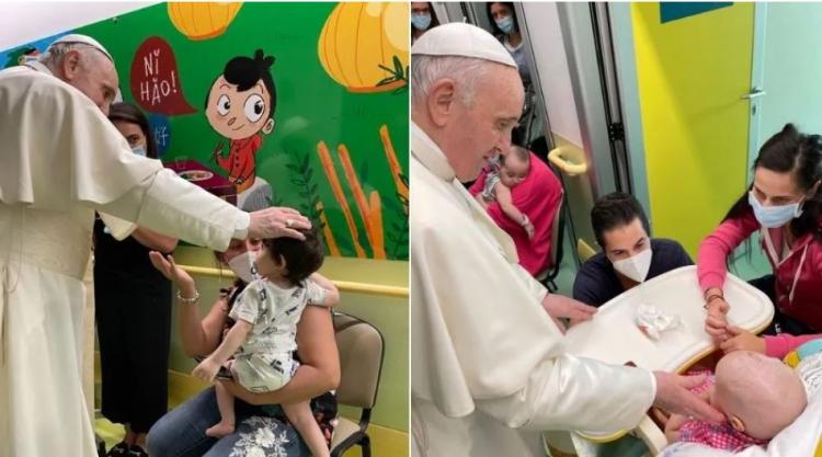 El Papa visitó el ala oncológica pediátrica del hospital Gemelli