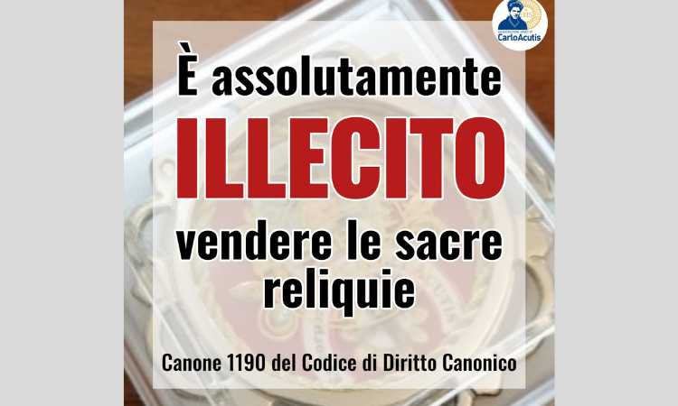 La asociación "Amici di Carlo Acutis" aclaró que está prohibida la venta de reliquias La asociación "Amici di Carlo Acutis" aclaró que está prohibida la venta de reliquias
