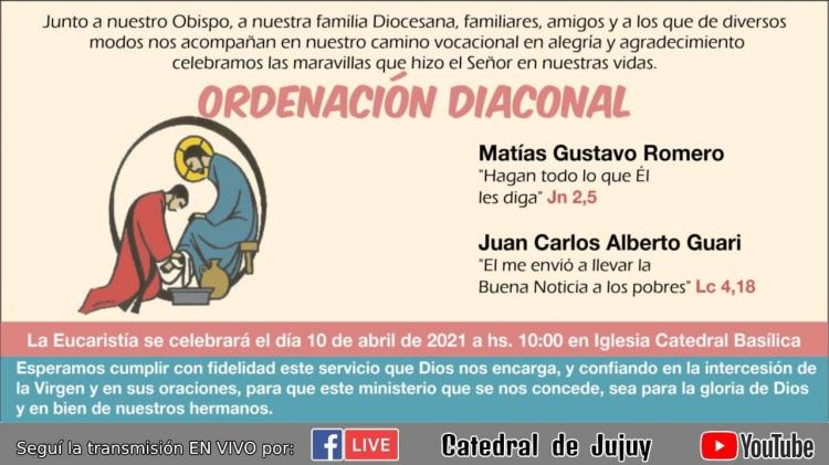 Mons. Fernández ordenará dos nuevos diáconos jujeños Mons. Fernández ordenará dos nuevos diáconos jujeños