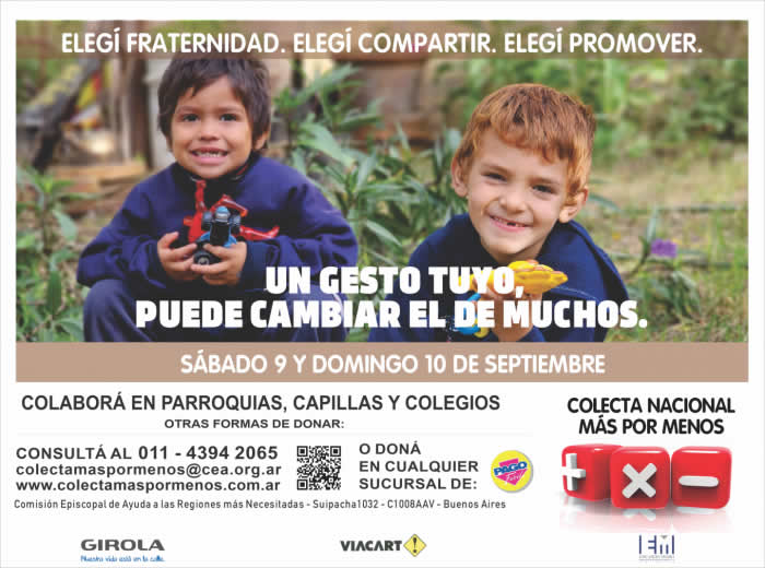 Colecta Más por Menos: un sostén para la esperanza de las comunidades necesitadas Colecta Más por Menos: un sostén para la esperanza de las comunidades necesitadas