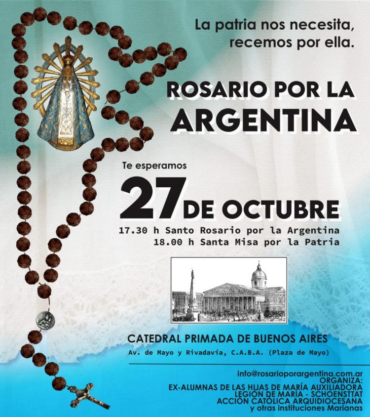 Convocan nuevamente para el Rosario por la Argentina Convocan nuevamente para el Rosario por la Argentina