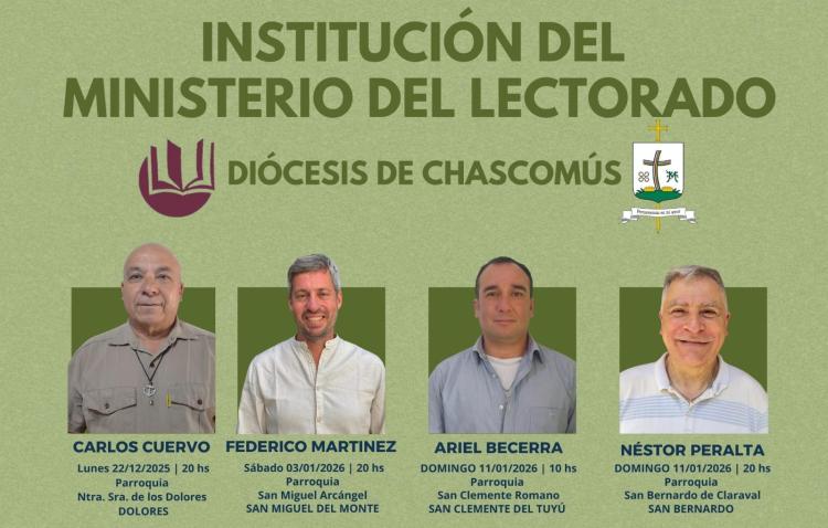 Cuatro fieles de Chascomús recibirán el ministerio de Lector