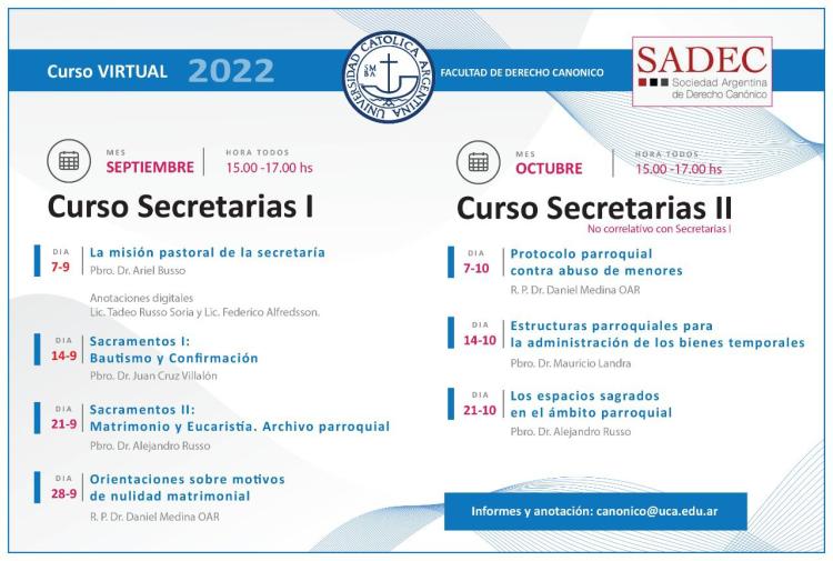 Dos cursos virtuales para secretarias parroquiales Dos cursos virtuales para secretarias parroquiales