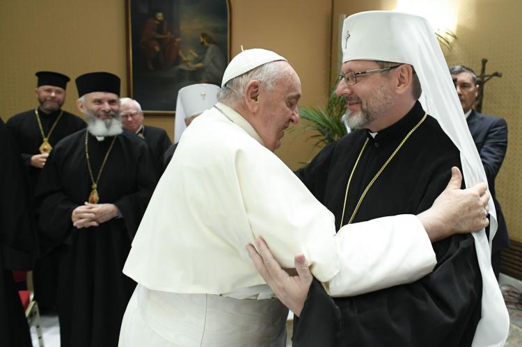 'Estoy con ustedes', aseguró el Papa a los obispos ucranianos