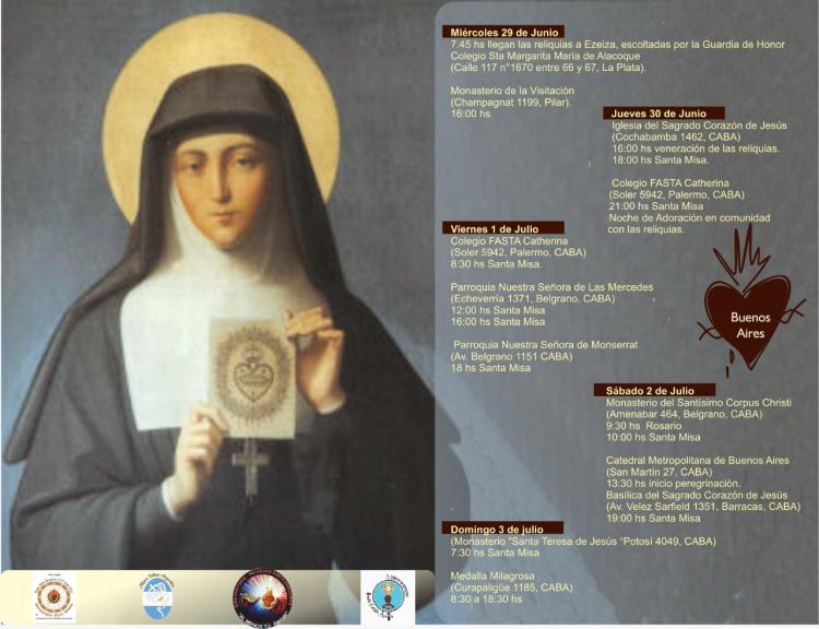 Llegan mañana al país las reliquias de Santa Margarita María Alacoque Llegan mañana al país las reliquias de Santa Margarita María Alacoque