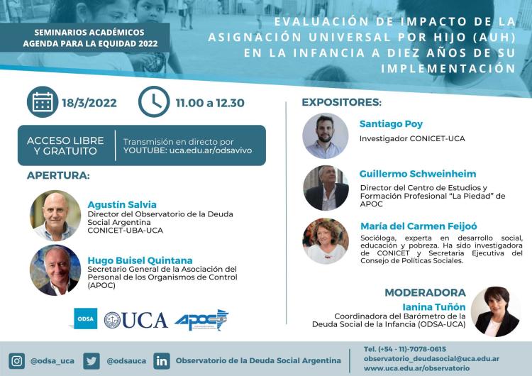 ODSA UCA: Evaluación del impacto de la AUH a 10 años de su instrumentación ODSA UCA: Evaluación del impacto de la AUH a 10 años de su instrumentación