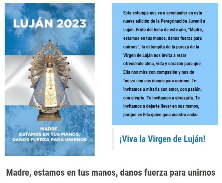 Reparten las primeras estampitas de la Peregrinación a Luján 2023