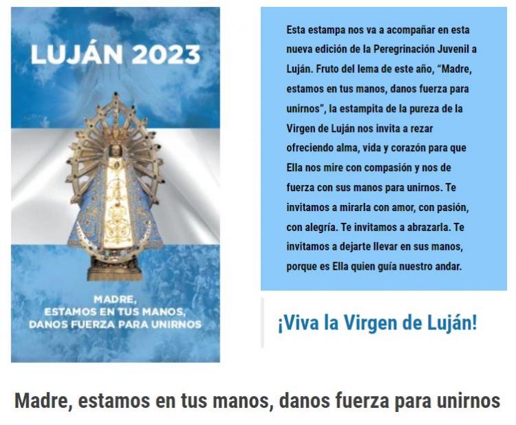 Reparten las primeras estampitas de la Peregrinación a Luján 2023 Reparten las primeras estampitas de la Peregrinación a Luján 2023