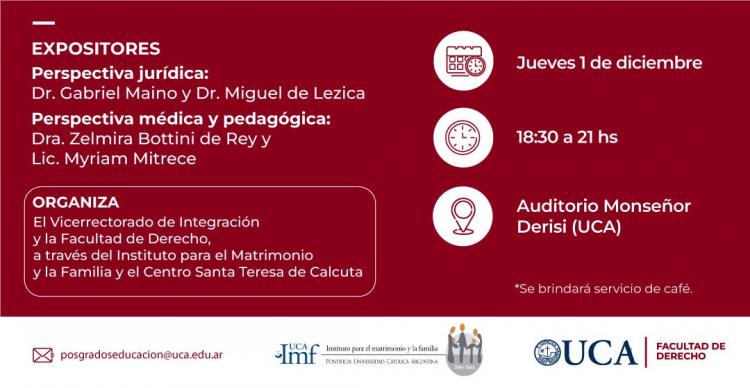 UCA: Jornada Interdisciplinaria "Ideología de género, educación y familia"